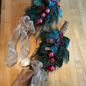 Festive Holiday Swag with Red Accents